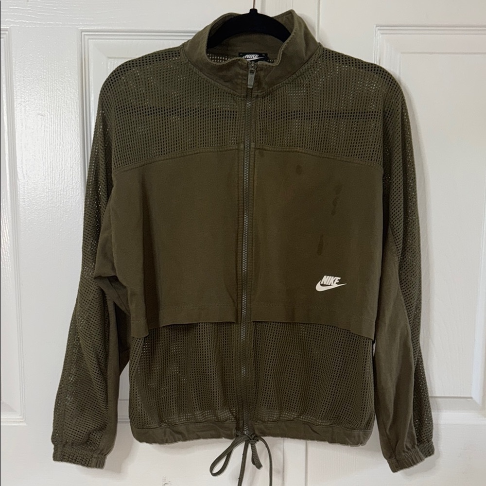 NWOT Nike Khaki Mesh Zip-Up Jacket